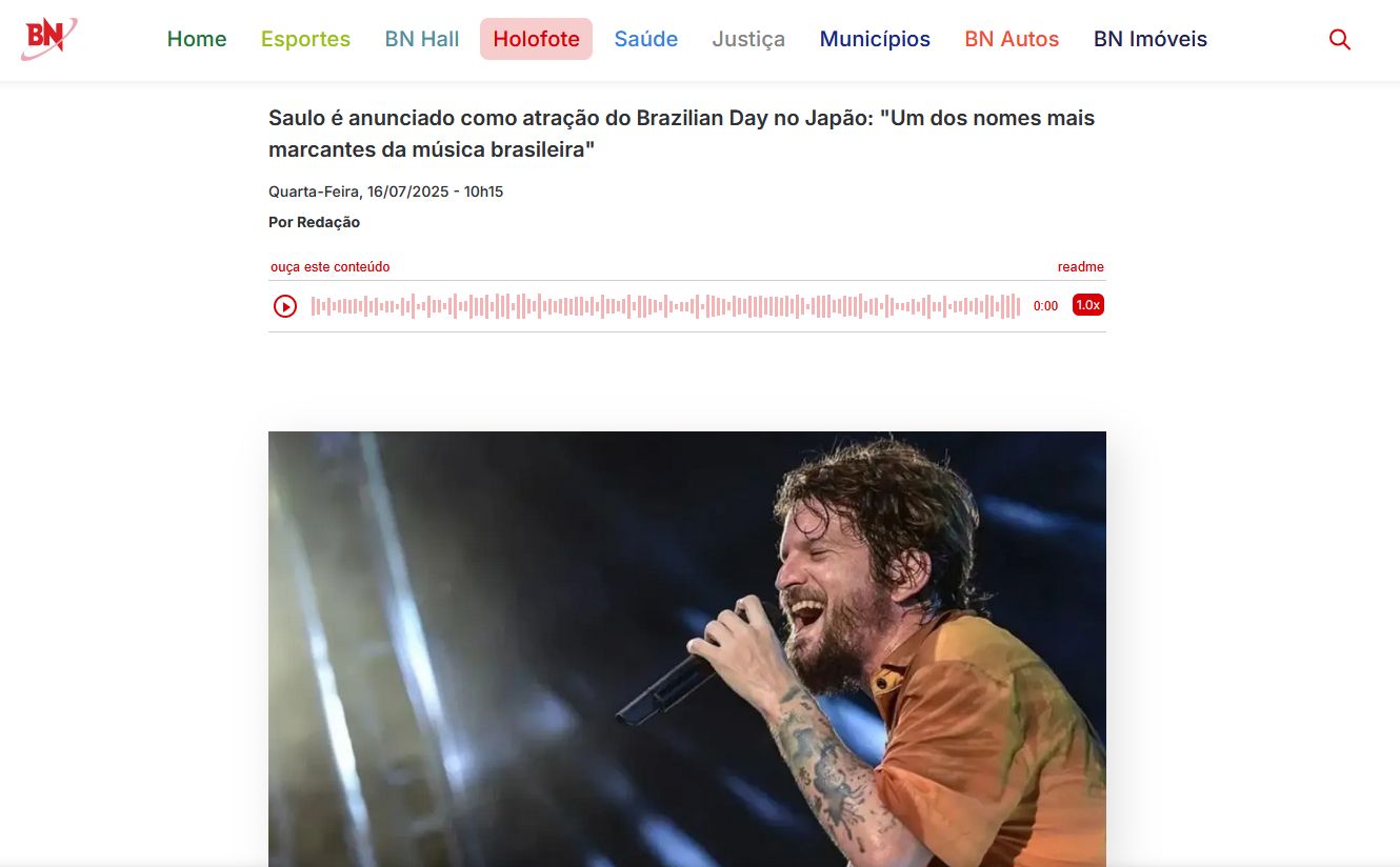 Saulo é anunciado como atração do Brazilian Day no Japão: 