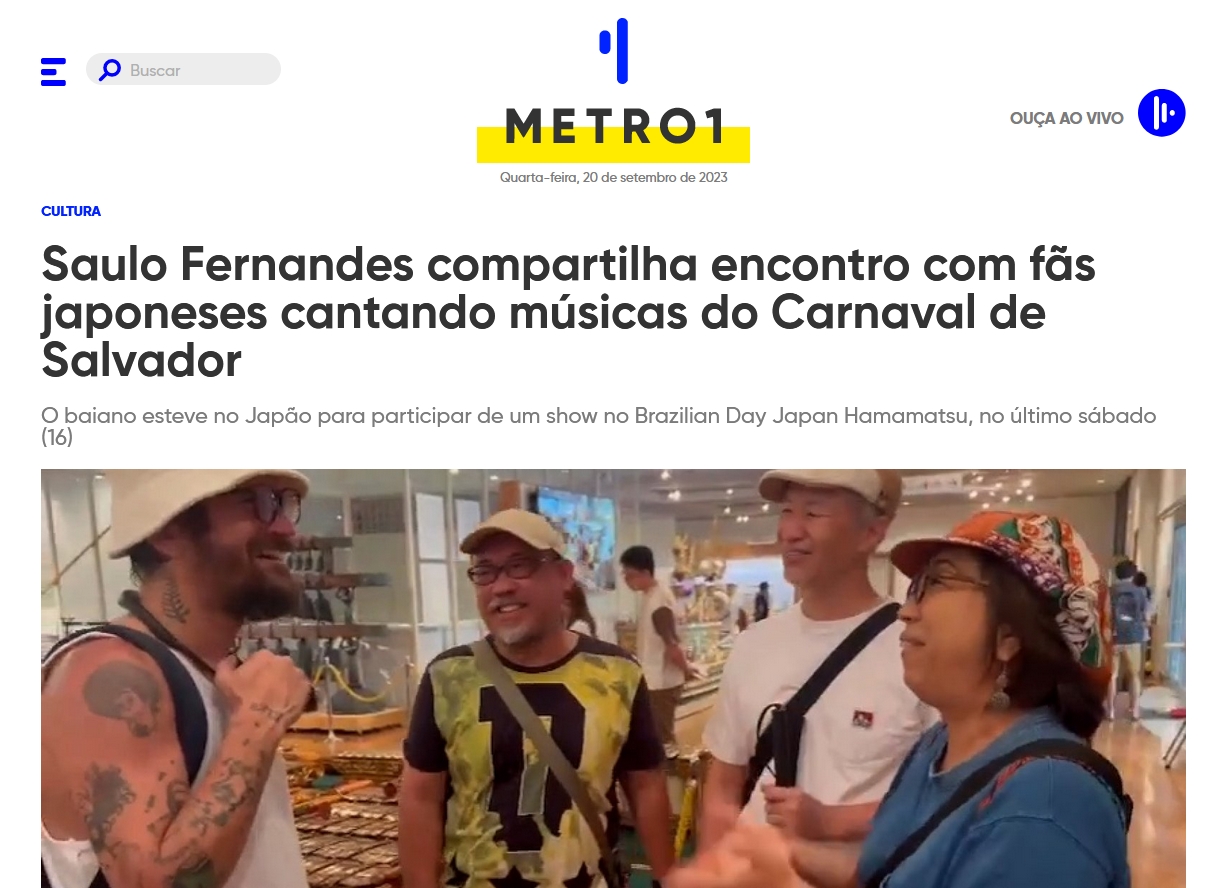 Saulo Fernandes compartilha encontro com fãs japoneses cantando músicas do Carnaval de Salvador
