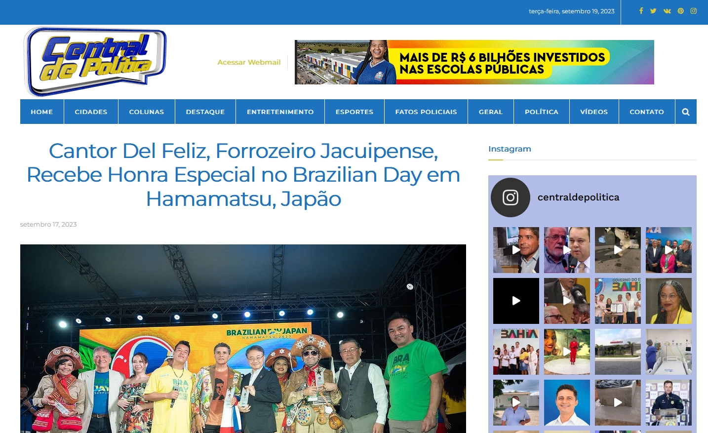 Cantor Del Feliz, Forrozeiro Jacuipense, Recebe Honra Especial no Brazilian Day em Hamamatsu, Japão