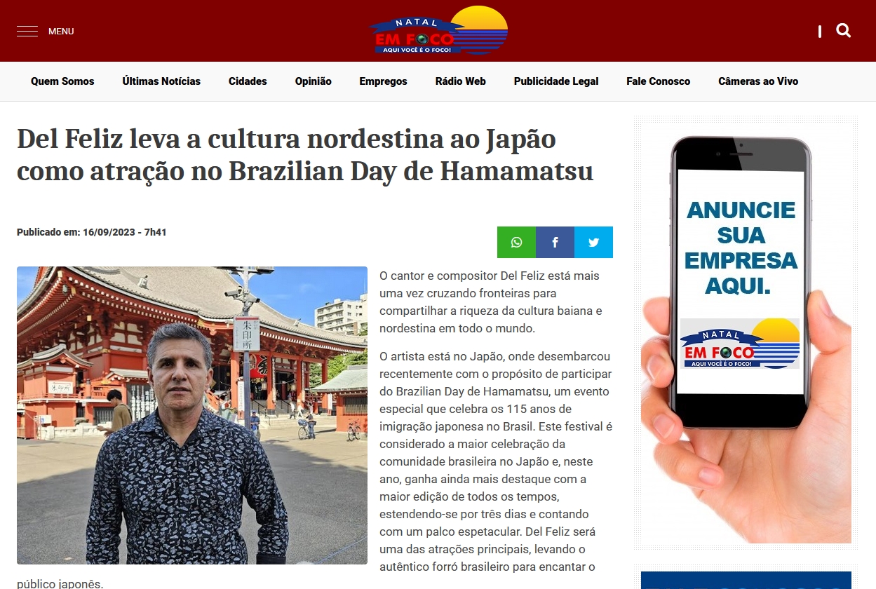 Del Feliz leva a cultura nordestina ao Japão como atração no Brazilian Day de Hamamatsu