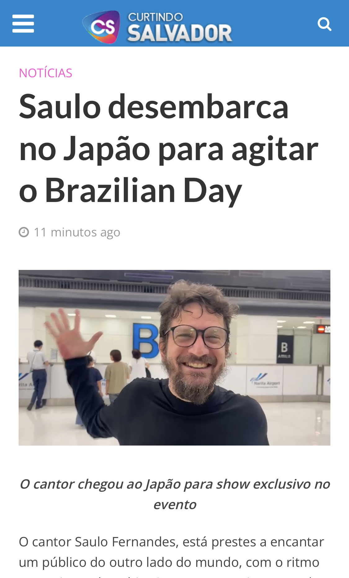 CURTINDO SALVADOR - Saulo desembarca no Japão para agitar o Brazilian Day